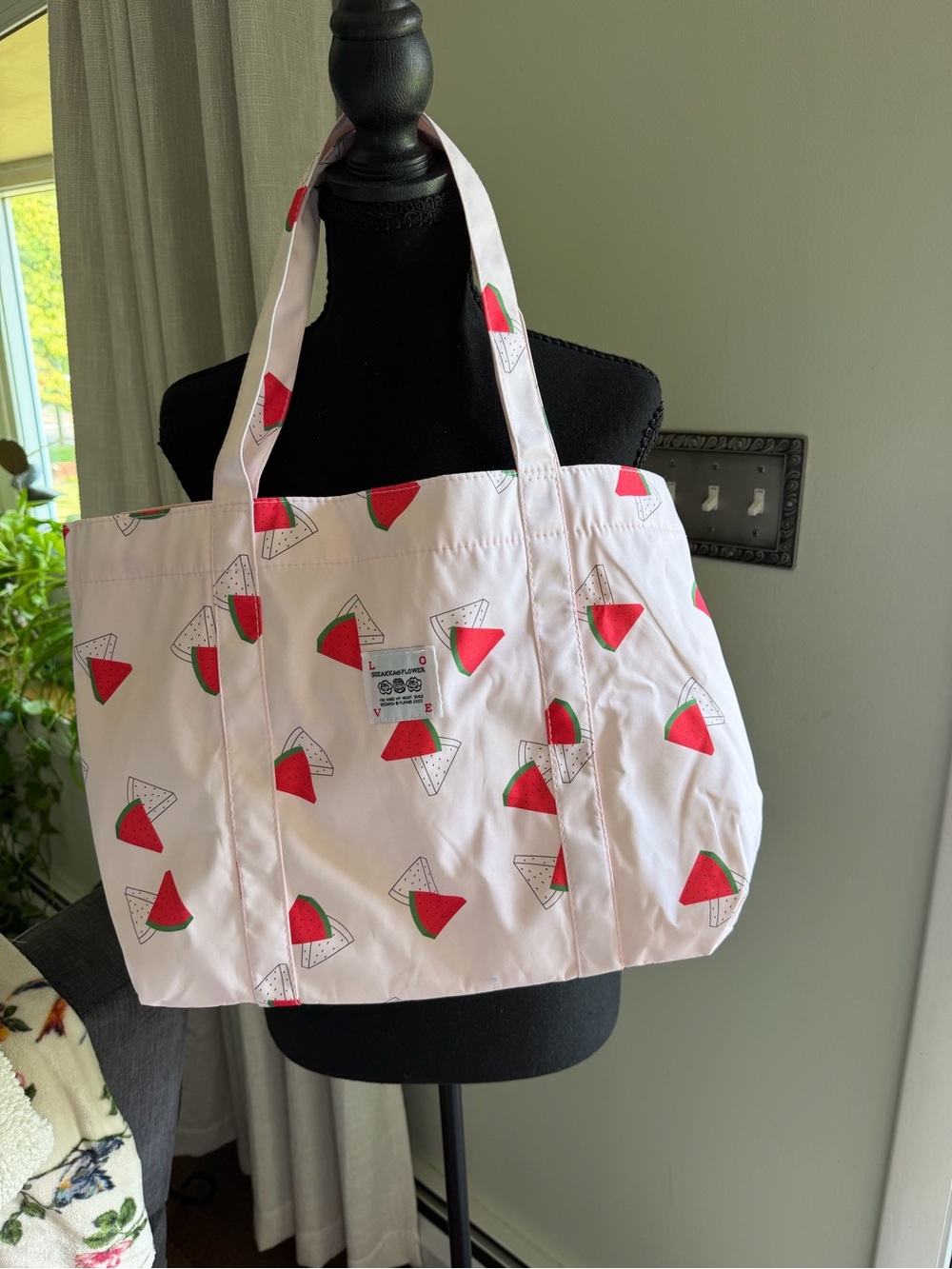 Pink Watermelon Print Tote Bag